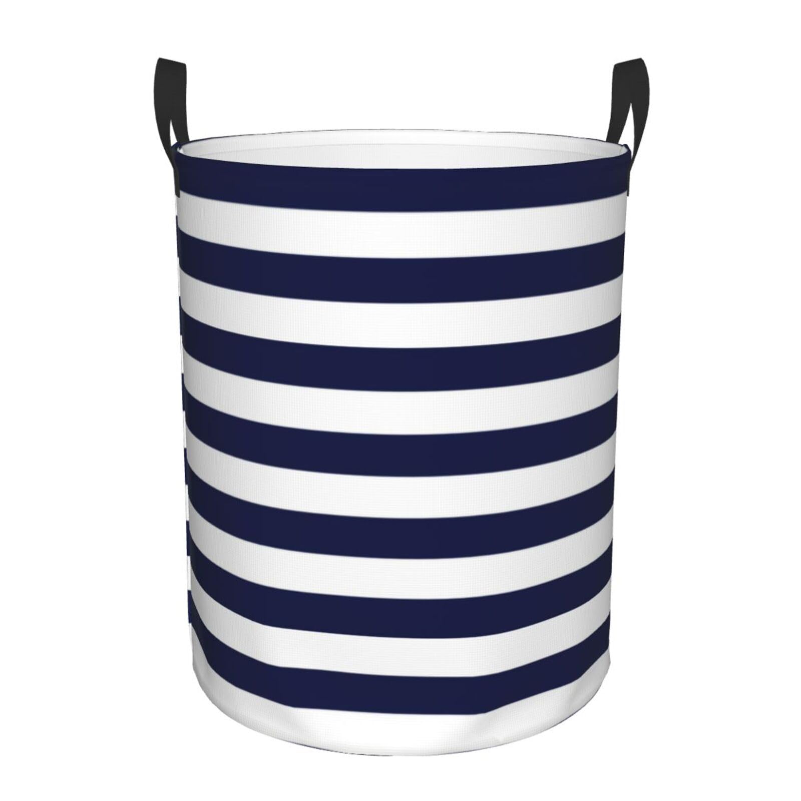 Pevtufa Navy Blue And White Stripes Foldable Laundry Basket Organizer,Fabric Clothes Toy Storage Basket Nursery Hamper Storage B