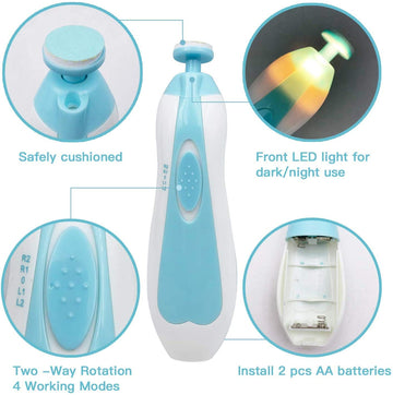 Baby Nail Trimmer File With Light Safe Electric Nail Clippers Kit For Newborn Infant Toddler Kids Toes And Fingernails Care, Pol