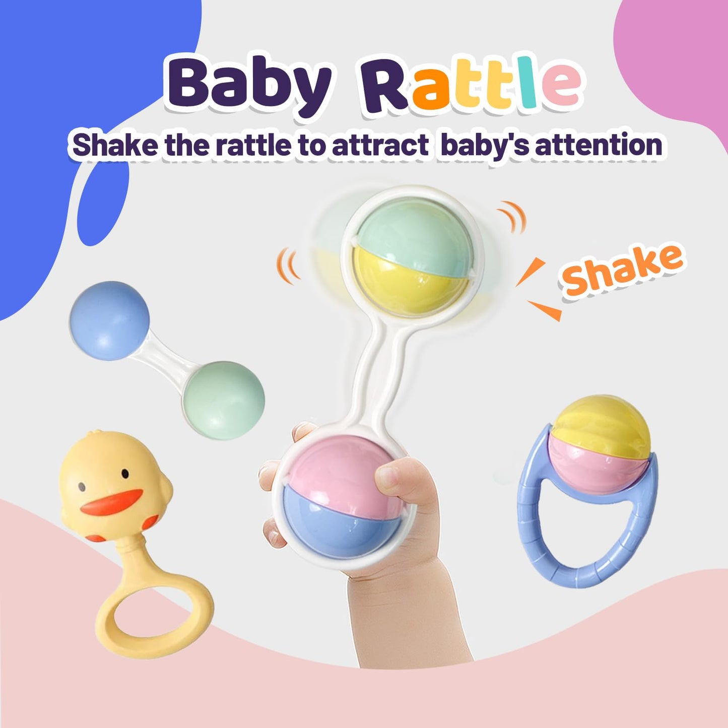 Cuterabit 13PCS Baby Rattles 0-6 Months, Baby Teething Toys with Storage Case, Infant Toys 0-3-6-12 Months, Baby Girl Toys, Best