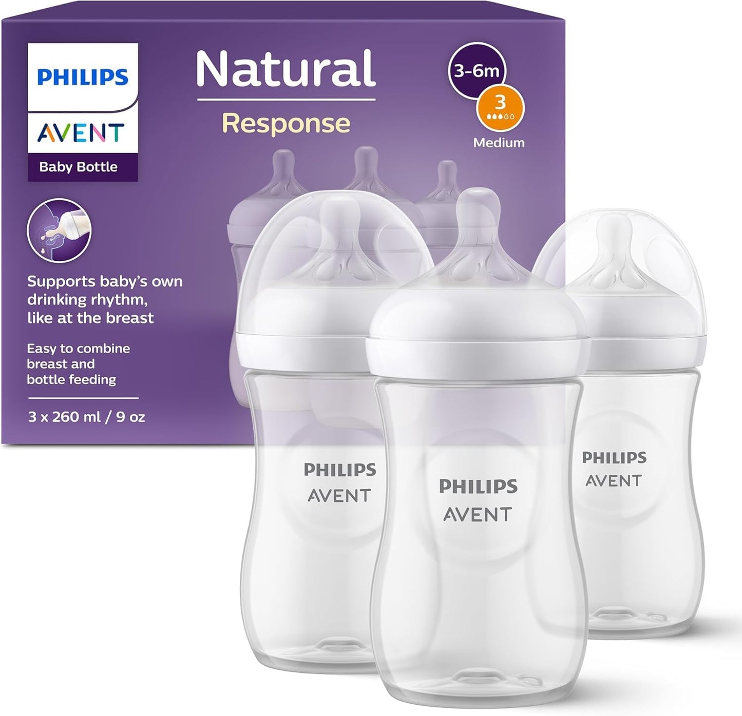 Philips Avent Natural Baby Feeding Bottle Combo| No.1 Brand Recommended By Moms Worldwide | Natural Response Technology Mimics B