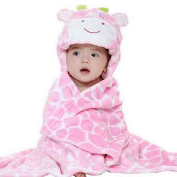 Vauwmsr Baby Hooded Blanket Ultra Soft Warm Newborn Infant Swaddle Wrap Bath Shower Towel, 25.6' X 39.4', Pink
