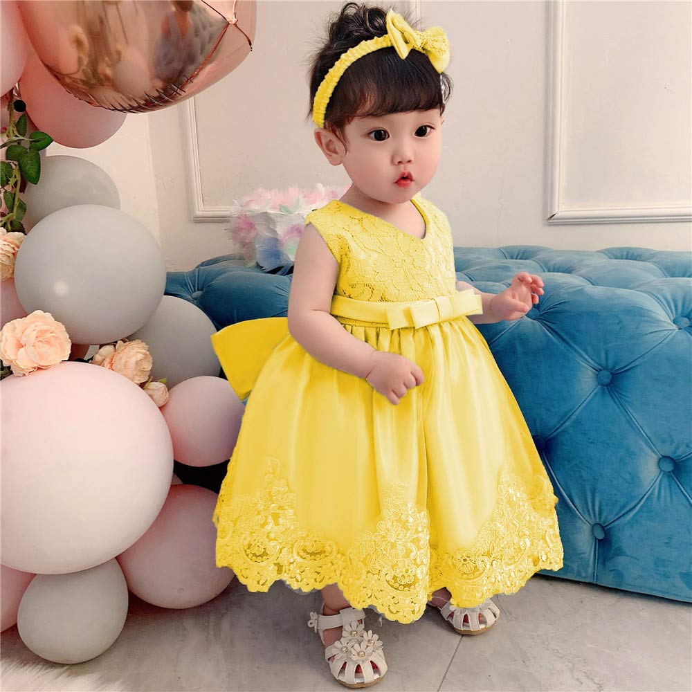 Nssmwttc Princess Girls Ball Gown Dress Child Birthday Party Christmas New Year Dresses Toddler Christmas (Yellow 2022,90)