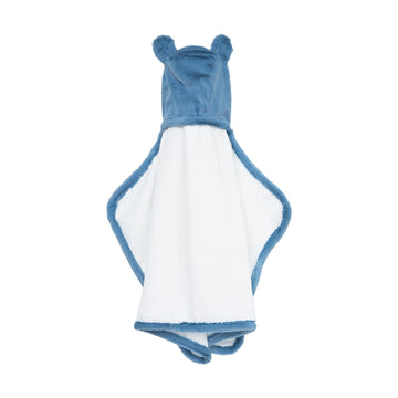 Little Giraffe Luxe Baby Towel With Ears, 24' X 41', Cornflower