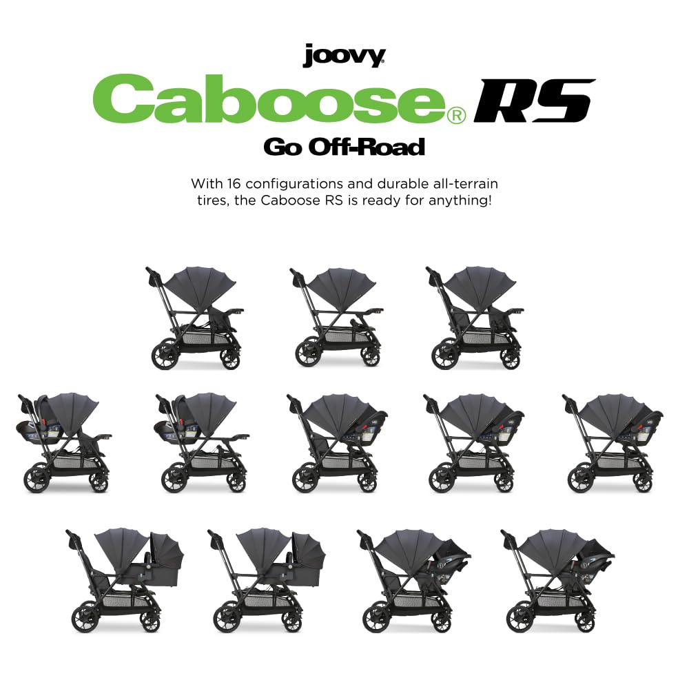 Joovy Caboose Rs Sit & Stand Double Stroller For Children Up To 55 Lb. With All-Terrain Wheels, Upf50+ Sun Canopy & Magnetic 5-P
