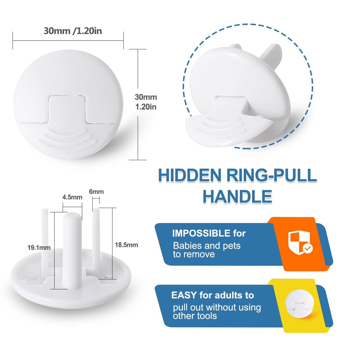 Outlet Covers Baby Proofing White - Probebi 38 Pack Plug Covers For Electrical Outlets, Child Proof Socket Covers, Baby Safety P