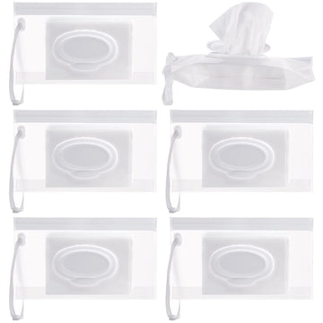 Susimond 6Pcs Portable Wet Wipe Pouch Dispenser, Refillable Reusable Wipe Holder, Eco Friendly Baby Wipes Dispenser Container, T
