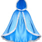 Party Chili Fur Princess Hooded Cape Cloaks Costume For Girls Dress Up Blue 4-5 Years(120Cm)
