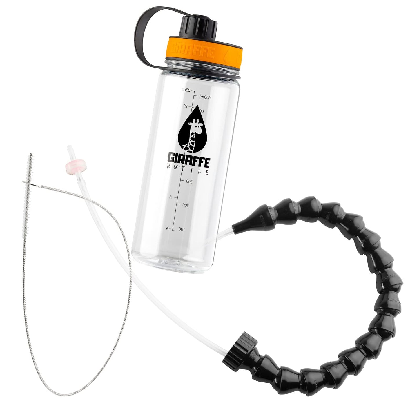 Giraffe Bottle Tower Hands Free Drinking System, Clear Tritan Bottle (Length 25 In / 63 Cm)