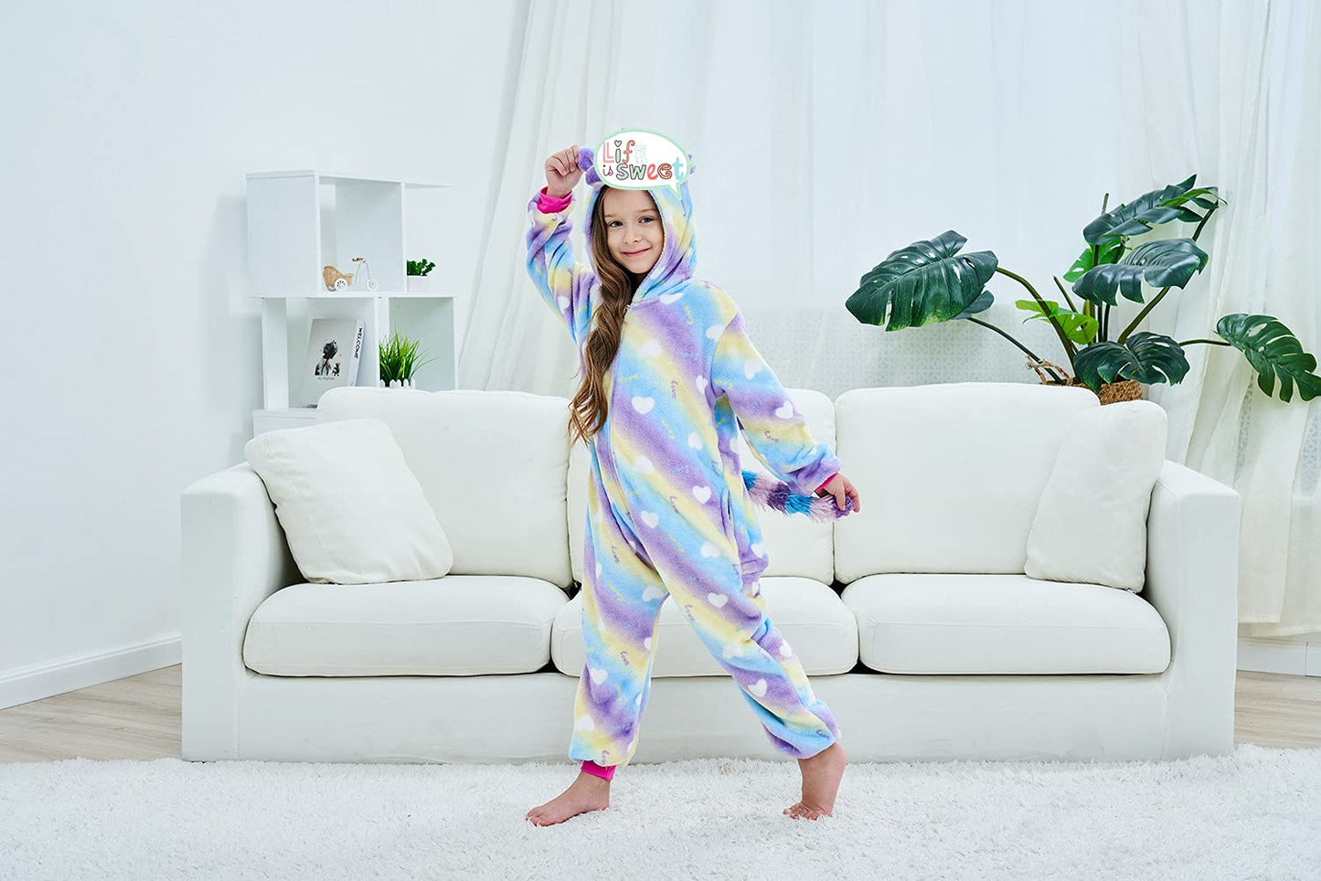 Riverchan Kids Unicorn Onesie Animal Pajamas Halloween Cosplay Costume Sleepwear Gift For Girls And Boys (6-8 Years, Colourful C