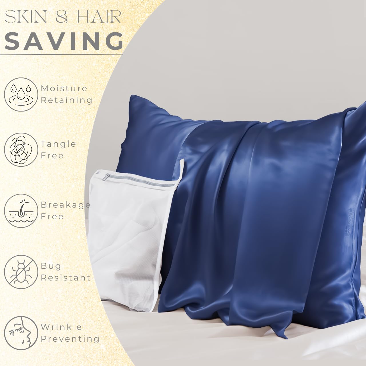 Promeed Premium 6A+ Silk Pillowcase Toddler Size For Kids - 100% 23 Momme Mulberry Silk Travel Pillow Case Covers For Hair And S