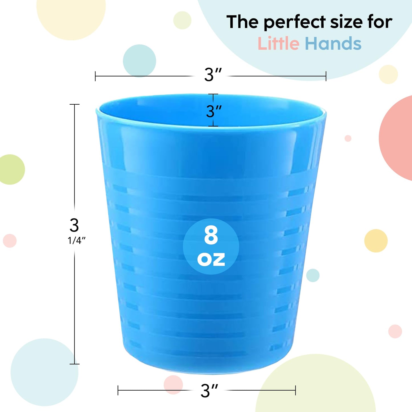 Plaskidy Kids Cups Set Of 12 Plastic Toddler Cups 8 Ounce Children Drinking Cups Tumblers - Reusable Dishwasher Safe Bpa Free Cu