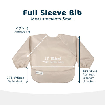 Tiny Twinkle Mess Proof Baby Bib, 2 Pack Long Sleeve Bib Outfit, Waterproof Bibs For Toddlers, Machine Washable, Tug Proof (Peri