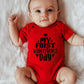 Hrcfbk Infant Newborn Baby Boys Girls My First Valentine'S Day Bodysuit Short Sleeve Romper Layette Set(Red 1,0-3Months)