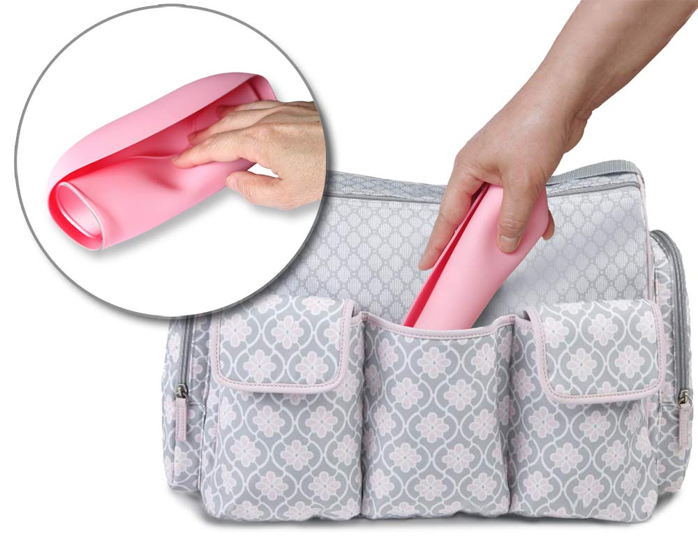 Ymcf Products 2-Pack Waterproof Silicone Baby Bib Lightweight Comfortable Easy-Wipe Clean (Light Pink/Purple, Small)