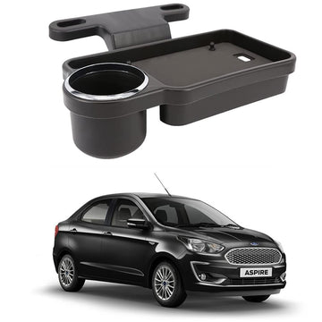 Oshotto (FT04) Foldable Car Auto Headrest Rear Back Seat Table Drink Food Cup Tray Holder Compatible with Ford Aspire  Black