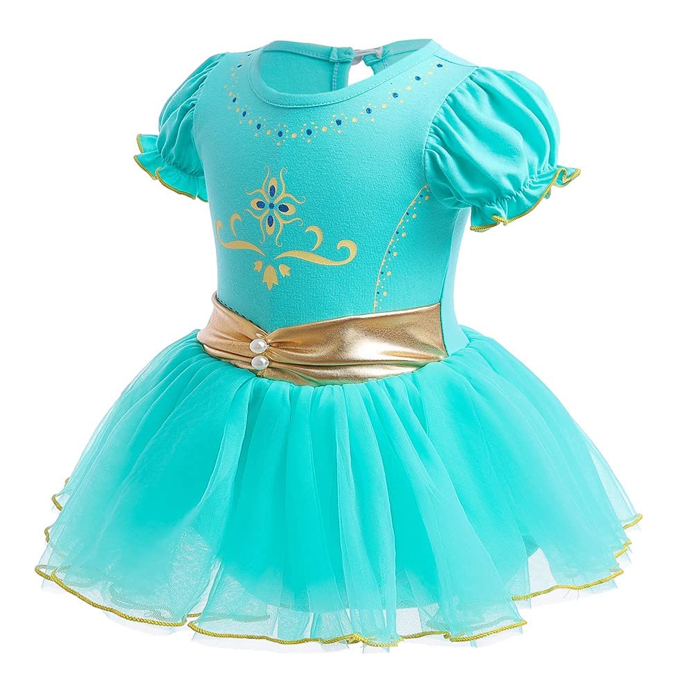 Fmyfwy Baby Girls Jasmine Princess Aladdin Costume Halloween Christmas Birthday Romper Tutu Dress W/Headband 80