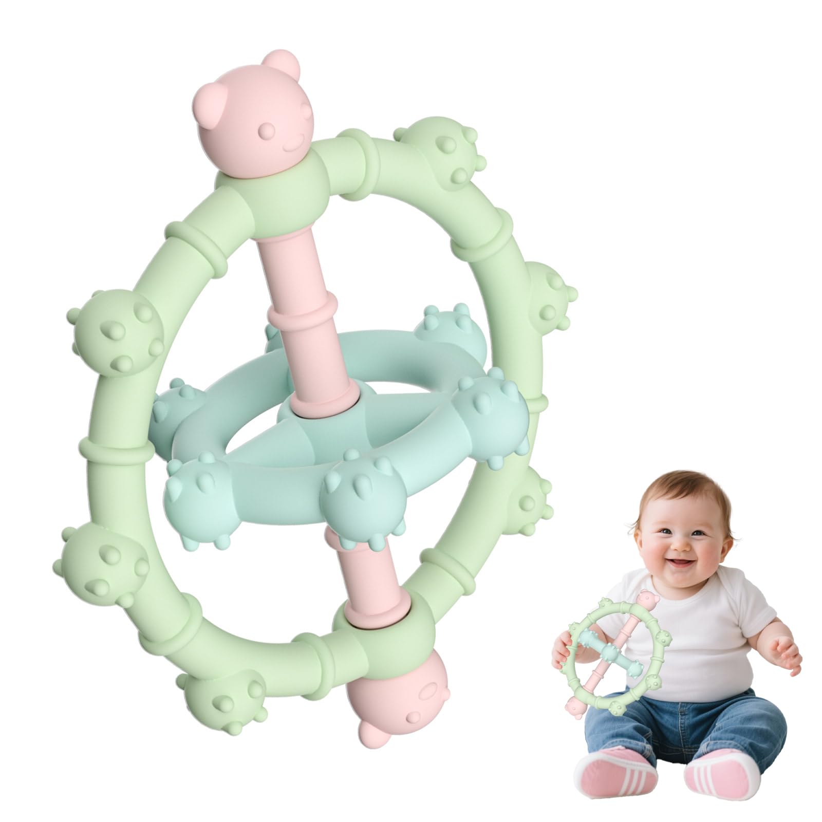 Baby Teething Toy for 0-6 6-12 Months,FyndAna Food Grade Silicone Teething,Babies Teething Relief Sore Gums,BPA-Free,Baby Gift T