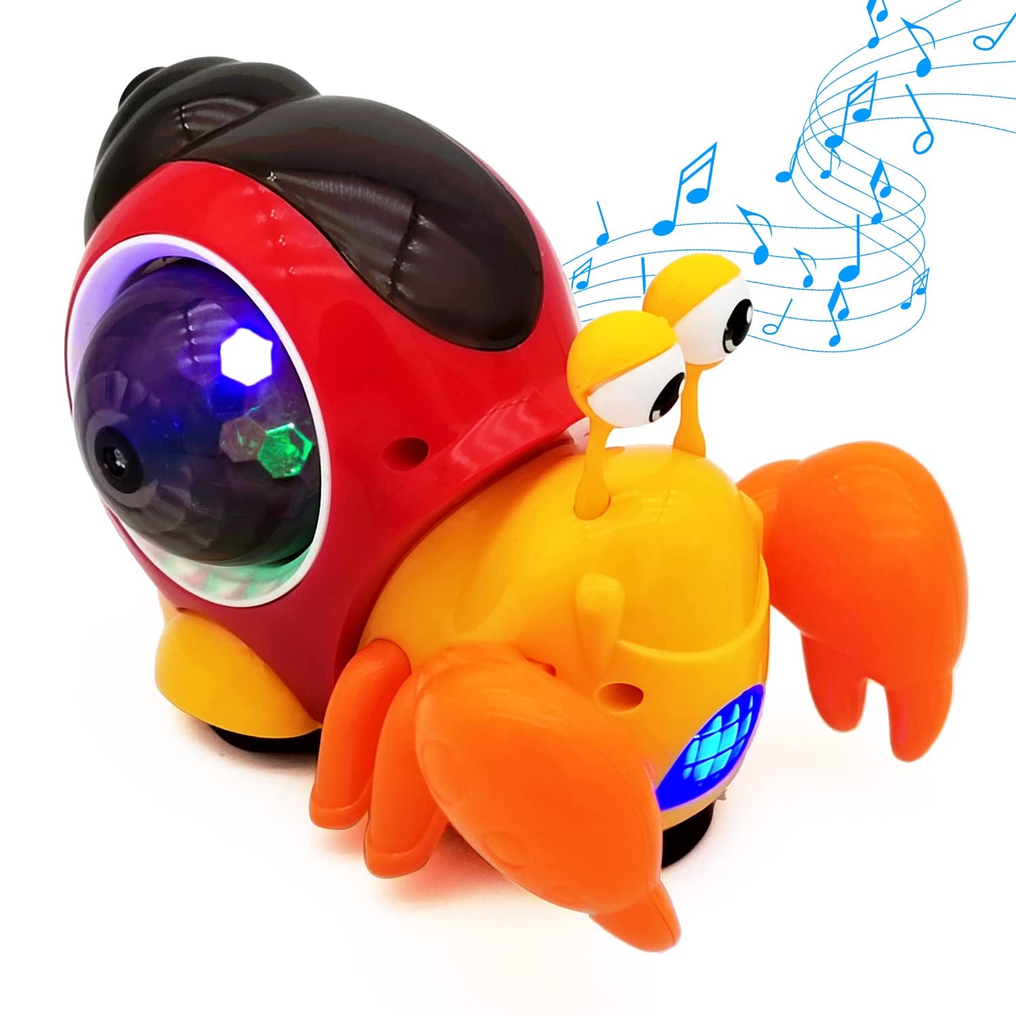 Tipmant Baby Toddler Electric Crab Cute Electronic Animal Vehicle Car Toy Crawl, Play Music, Luminous Light Kids Birthday (Orang