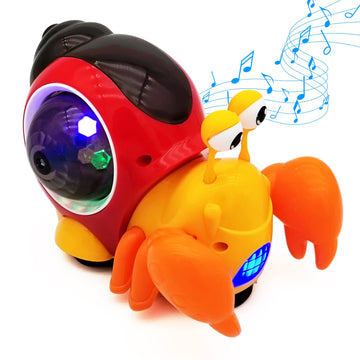Tipmant Baby Toddler Electric Crab Cute Electronic Animal Vehicle Car Toy Crawl, Play Music, Luminous Light Kids Birthday (Orang