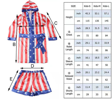 Aswtz Child'S Italian Stallion Boxing Costume Robe With Shorts And Cloak Hooded Halloween Cosplay For Kids (Medium Black)