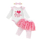 BeQeuewll Baby Girl First Valentines Outfit Newborn Heart Romper +Tutu Skirt Leggings+Headband 3Pcs Infant Spring Outfits (1st v