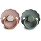 Frigg Daisy Natural Rubber Baby Pacifier | Made In Denmark | Bpa-Free (Biscuit/Lily Pad, 6-18 Months) 2-Pack