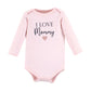 Hudson Baby Unisex Baby Cotton Long-Sleeve Bodysuits, Girl Mommy Pink Navy, 18-24 Months