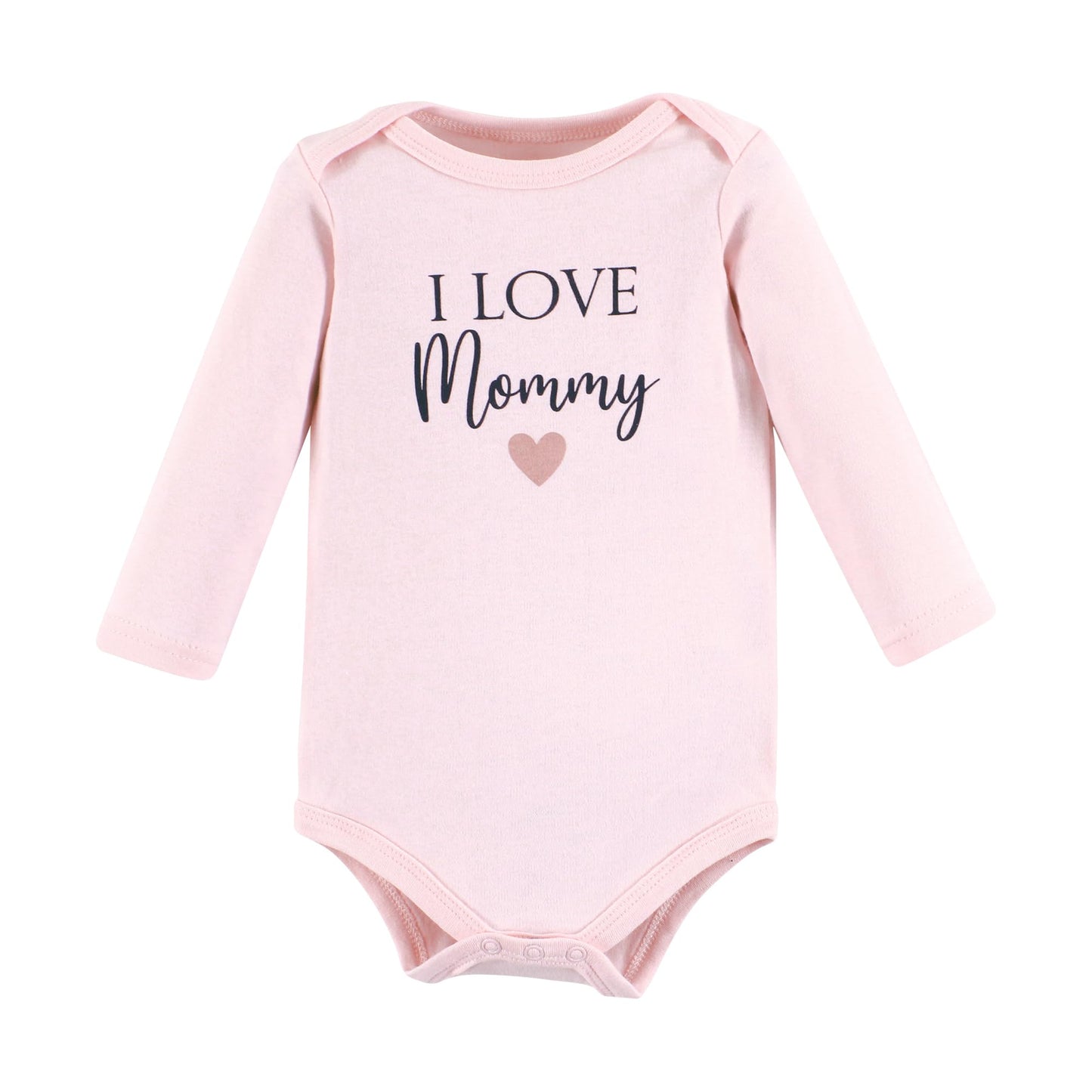 Hudson Baby Unisex Baby Cotton Long-Sleeve Bodysuits, Girl Mommy Pink Navy, 6-9 Months