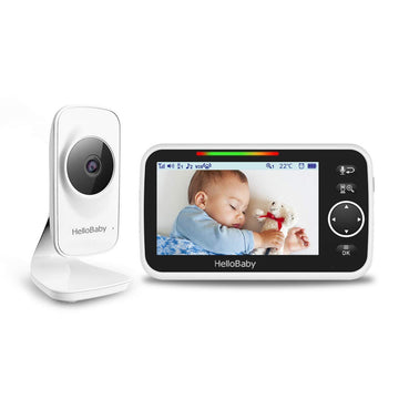 Hellobaby Baby Monitor With 5 Inch Large Screen, Video Baby Monitor With Camera And Audio,Room Temperature Sensor, 2-Way Audio,V
