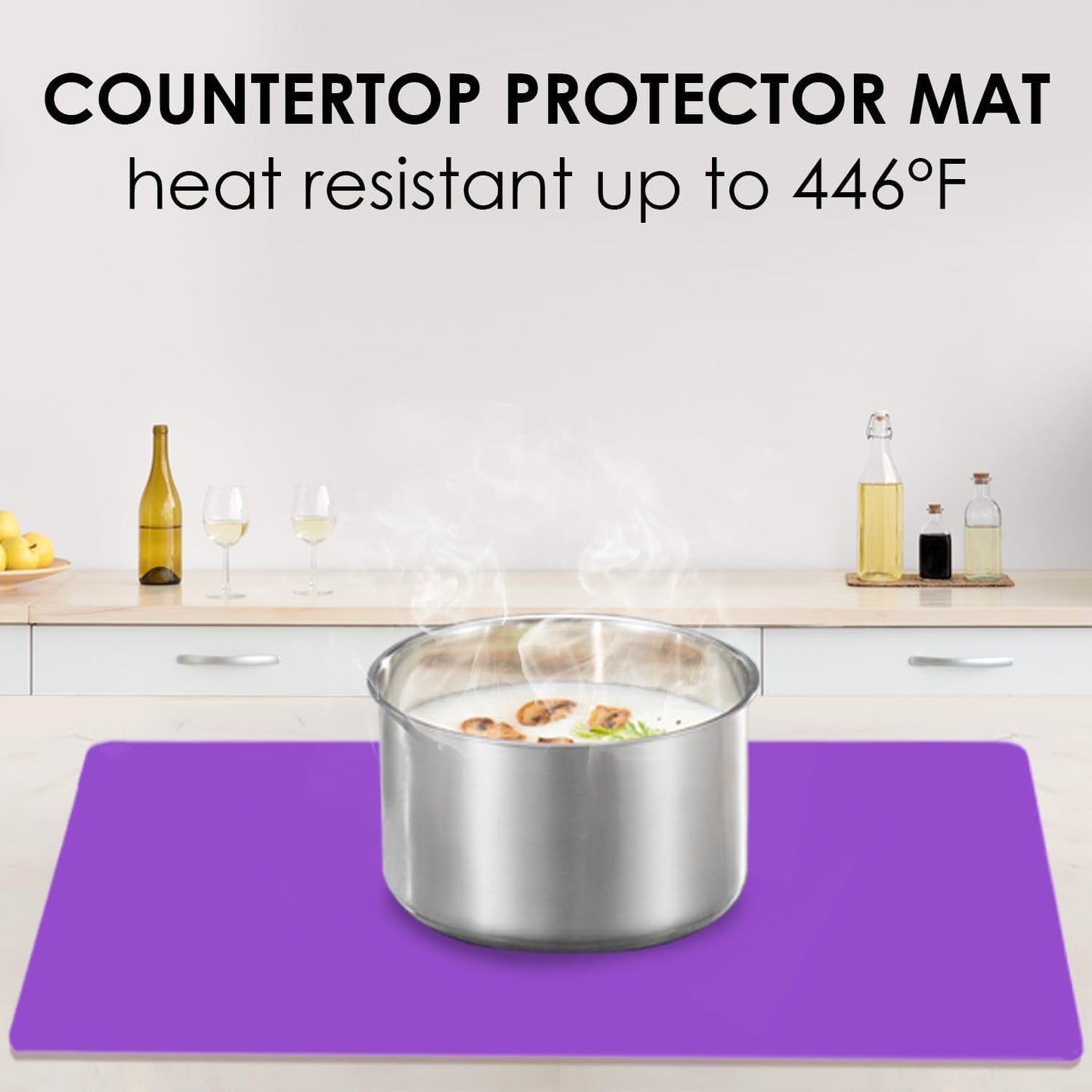 Extra Large Silicone Mats For Kitchen Counter, 27.6'' X 19.7'' Nonskid Silicone Placemats For Kids, Nonstick Purple Silicone Mat