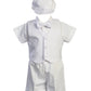 Swea Pea & Lilli Poly Cotton Christening Short Set With Basket Weave Vest And Hat,White,18-24 Month (23-27 Lbs)