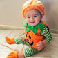 Visgogo Baby Boy Girl Halloween Pumpkin Romper Bodysuit+Hat+Shoes 3Pcs Outfit Costumes (0-6 Months)