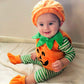 Visgogo Baby Boy Girl Halloween Pumpkin Romper Bodysuit+Hat+Shoes 3Pcs Outfit Costumes (1-2 Years)