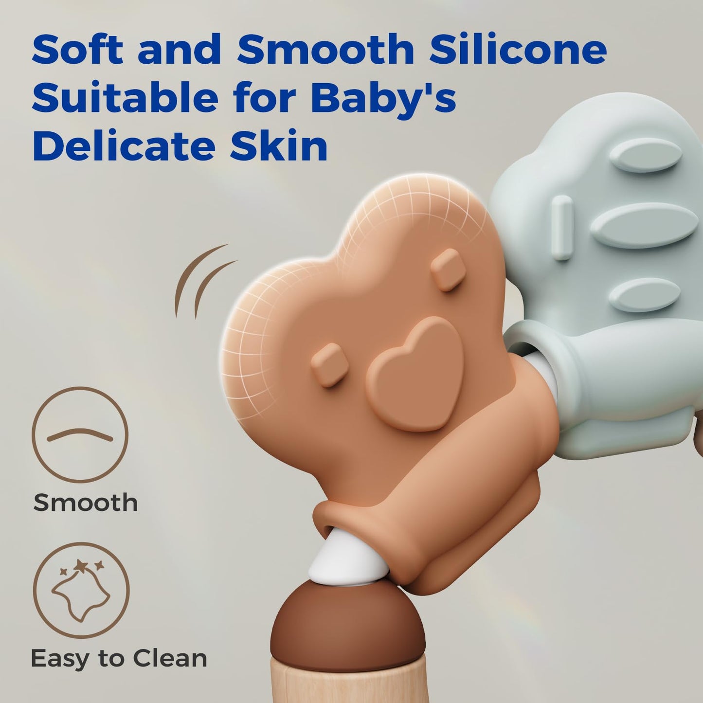 Evoceler Softness Staged Teething Toys (30 Super Soft, 50 Soft, 70 Regular) for Baby Teething Relief - 10 Pcs Pacifier-Grade Sil