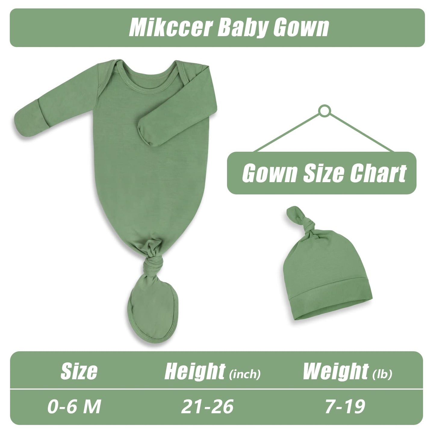 Newborn Knotted Baby Gown 0-6 Months, Super Soft Breathable Nightgowns For Babies Girl And Boy, Baby Girls Coming Home Hospital