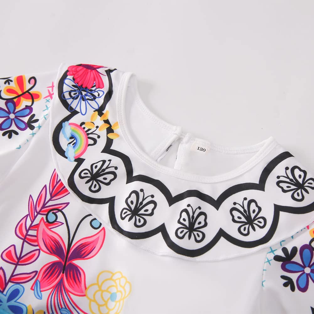 Yipkorra Encanto Mirabel Costume For Girls Cosplay Isabella Outfit Princess Halloween Dress Up With Earrings (Mirabel B, 4-5 Yea