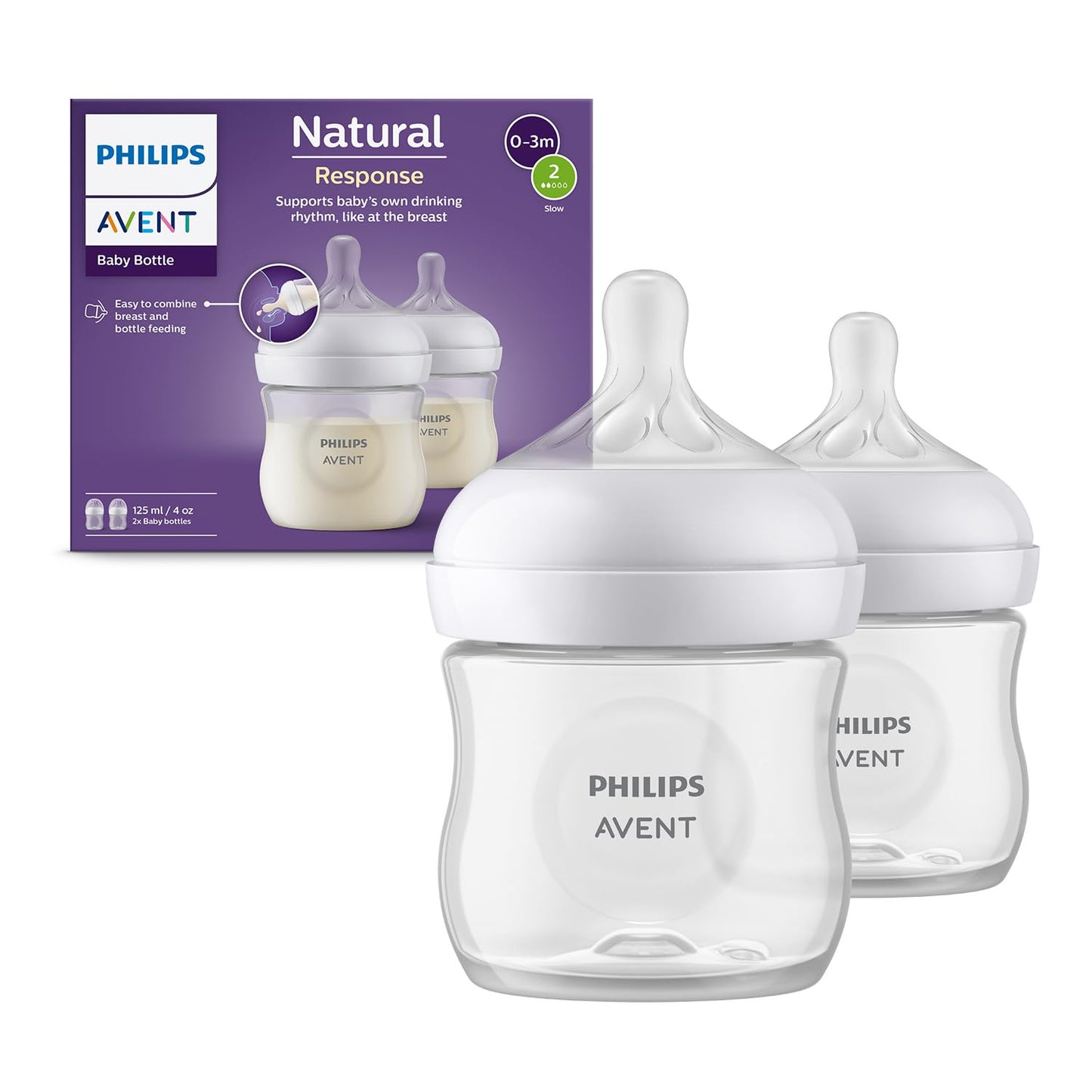 Philips Avent Natural Plastic Baby Feeding Bottle | No.1 Brand Recommended By Moms Worldwide | Ideal For 0 Months+| Natural Resp