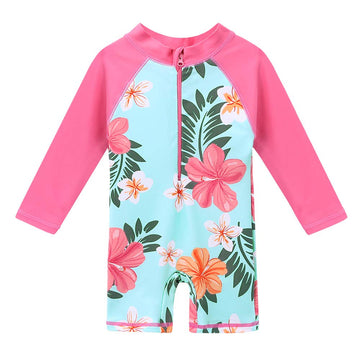 Huaaniue Baby/Toddler Girl Swimsuit Long Sleeve Rashguard Swimwear Aqua 2-3 T