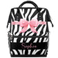 Zebra Print Diaper Backpack Diaper Bags for Baby Girls Boys Nappy Bag with Name Stroller Backpack for Travel with Baby