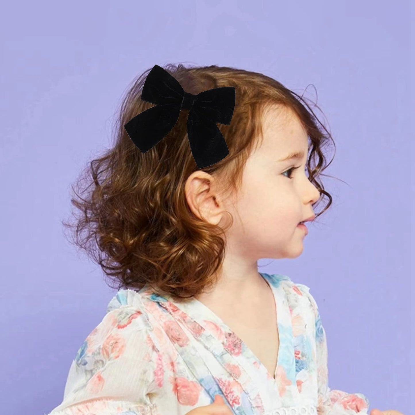 Hjiaruiky Hair Bows, 2Pcs Handmade Velvet Bows For Girls Toddlers, Light Weight Hair Clips, Sturdy Alligator Clips, Black