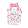 Workvalor Custom Pink Bow Baby Diaper Baby Bag with Name - Personalized Nursing Travel Tote Backpack for Mom or Dad, Custom Name