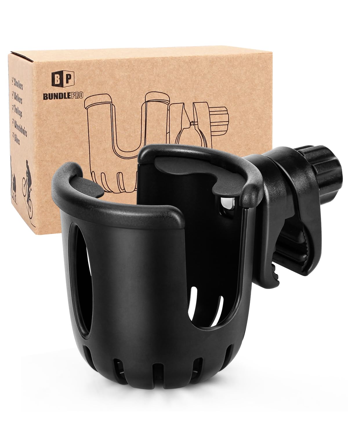 Universal Cup Holder Stroller Drink Holder For Bikes, Trolleys Or Walkers, Fits Most Cups