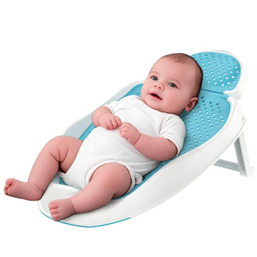 Glotika Baby Bathtub Support For Babies 0-6 Months, Foldable Portable Infant Bathtub, Ergonomic Mesh Baby Bath Tub, Blue