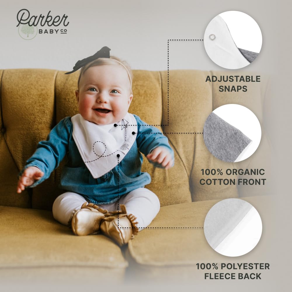 Parker Baby Co. Bandana Drool (Pack of 4) Baby Bibs for Boys, Girls, Unisex - Lumberjack Set