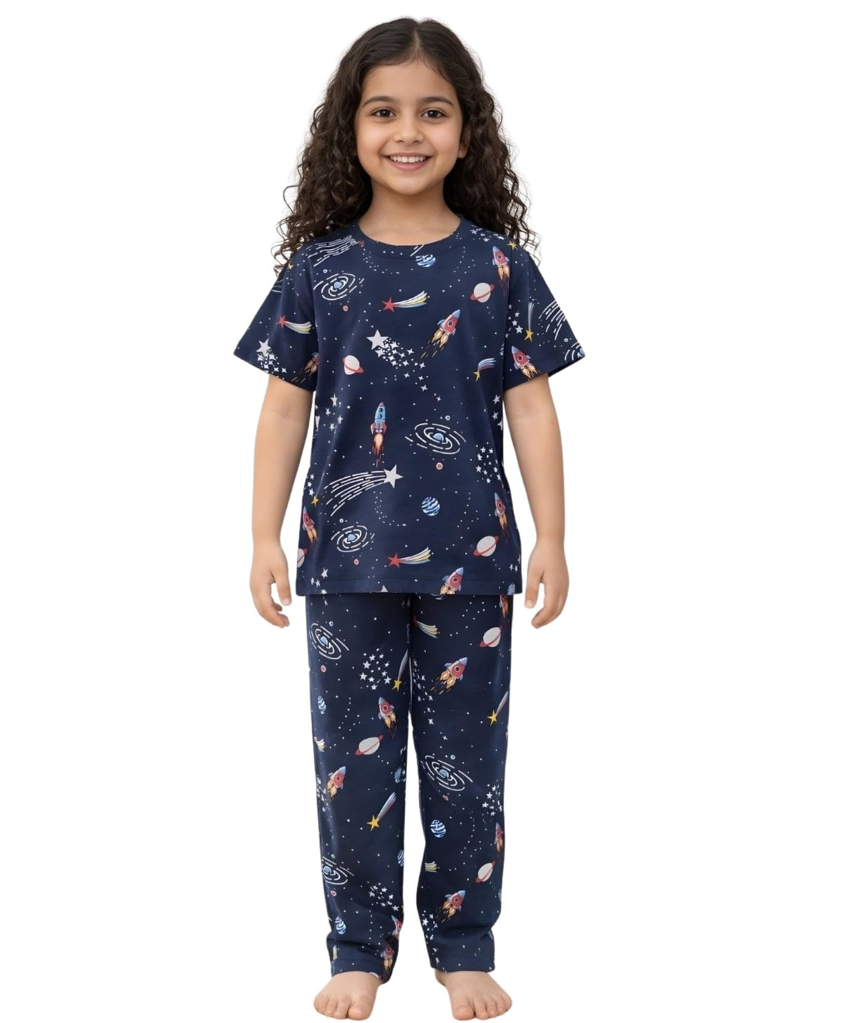 ANTHRILO Summer Solar Dreams Girls Short Sleeve Pyjama Set  Navy