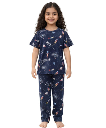 ANTHRILO Summer Solar Dreams Girls Short Sleeve Pyjama Set  Navy