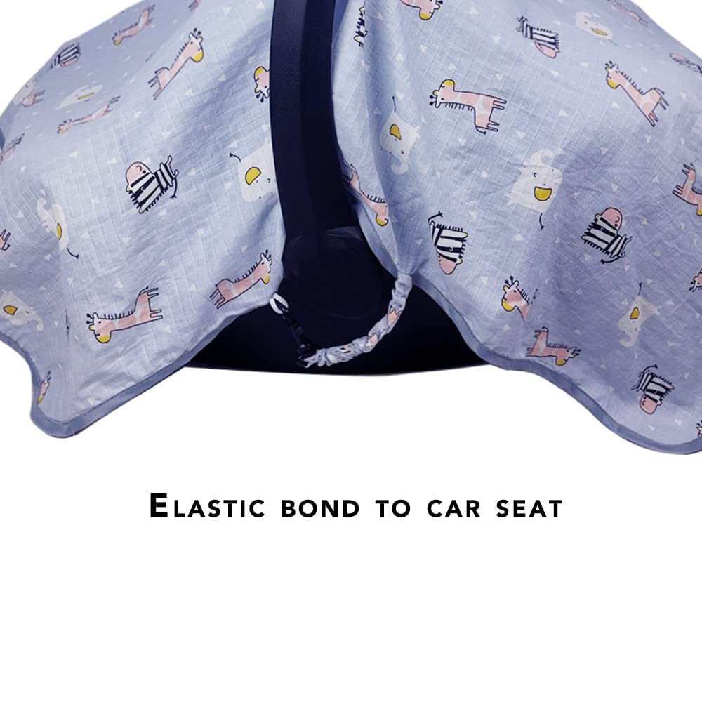 Icopuca Car Seat Covers For Babies, Kick-Proof Carseat Cover Girls/Boy, Carseat Canopy Of Light Weight Muslin, Breathable, Fit S