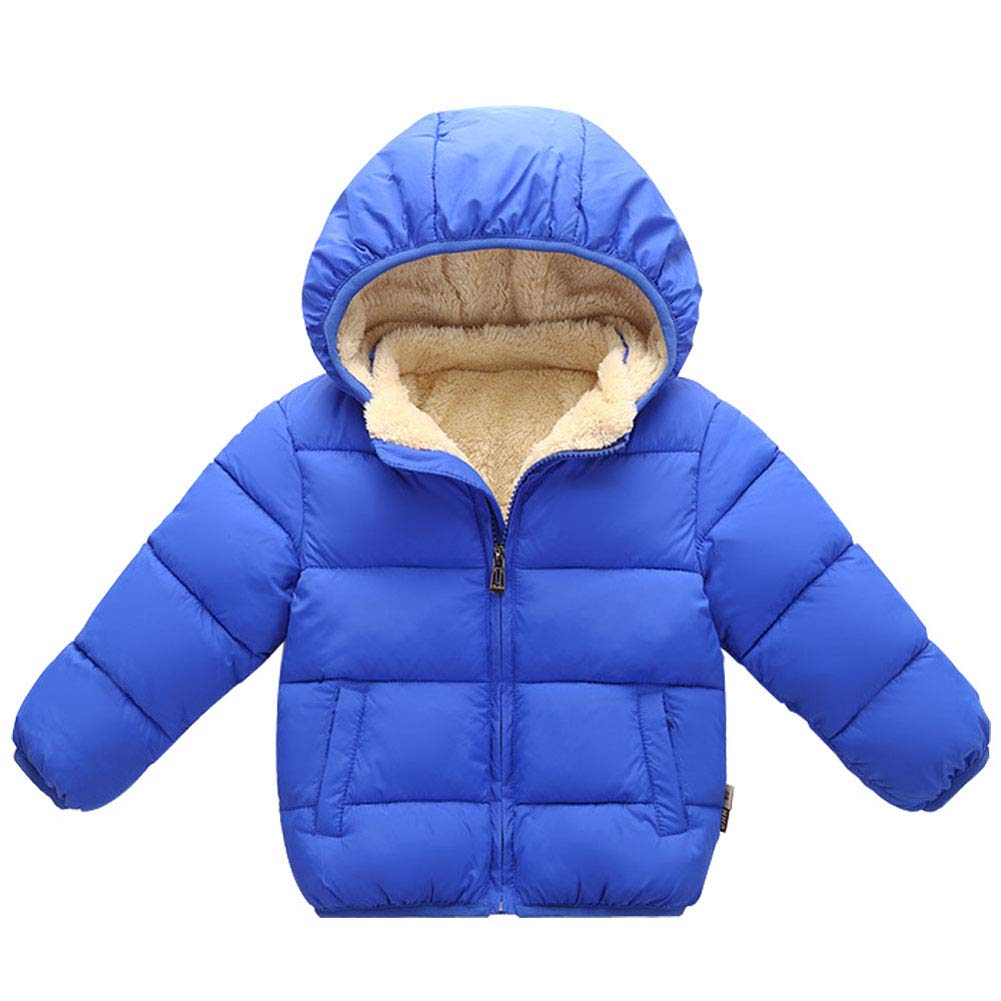 LAVIQK 1-7 Years Baby Boys Girls Toddlers Winter Coats Puffer Jacket with Removable Fur Hooded Down Snow Jacket Warm Fleece Coat