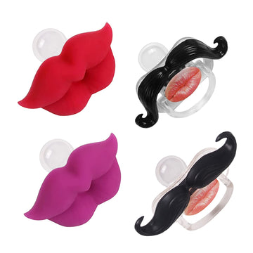 Robbear 4-Pack Funny Baby Pacifier, Cute Lips Mustache For Babies 0-12 Months, Orthodontic Silicone Nipple, Silicone Binkies, Bp