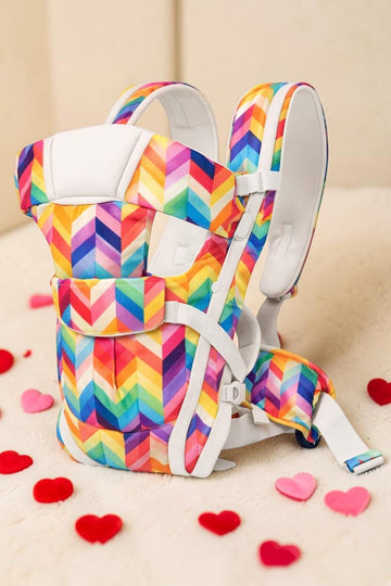 Duggu Kids Bright Zigzag Prism Baby Newborn Carry Wrap Backpack Sling Soft Cushion Comfortable Chest Holder Belt Safe Secure Mul